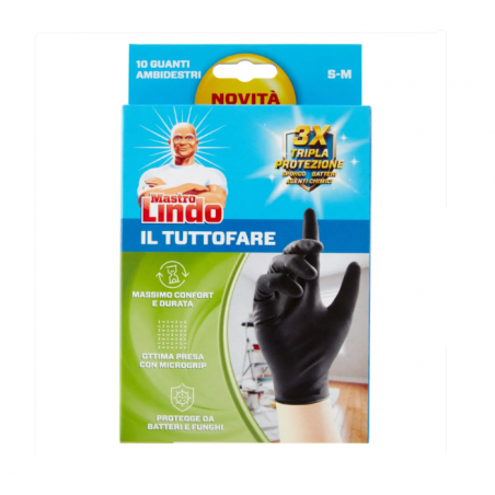 MASTROLINDO GUANTI TUTTOFARE LATTICE NERO S-M 10PZ