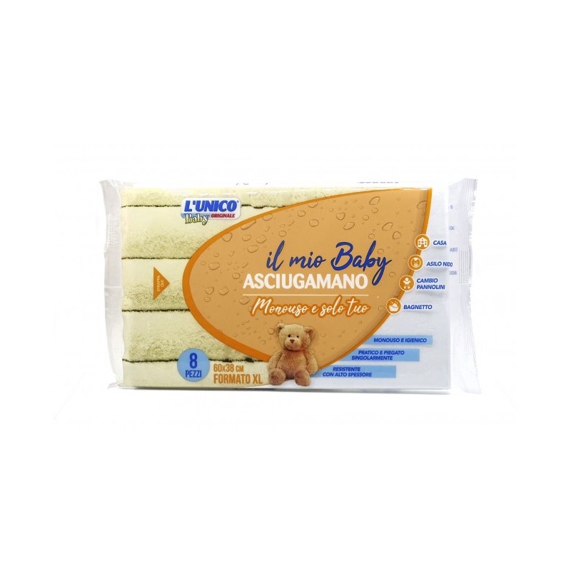 LUNICO ASCIUGAMANO MONOUSO BABY 8PZ 60X38 X14