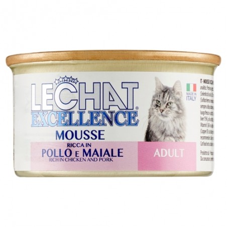 LECHAT MOUSSE EXC ADULT POLLO/MAIALE 85GR