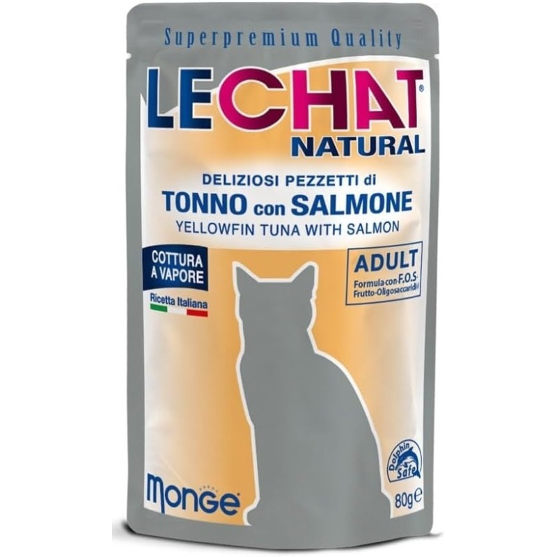 LECHAT NATURAL BUSTINE TONNO/SALM 80GR X24