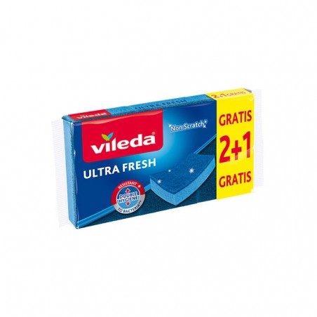 VILEDA SPUGNA ULTRA FRESH 2+1 FIBRA BLU