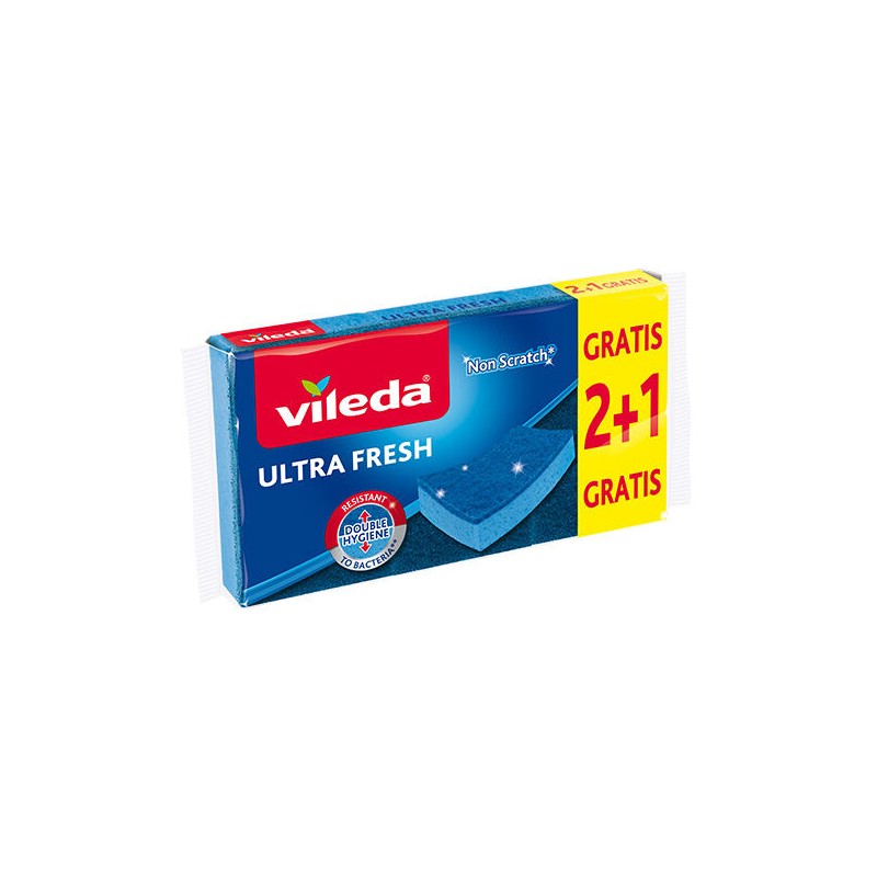 VILEDA SPUGNA ULTRA FRESH 2+1 FIBRA BLU